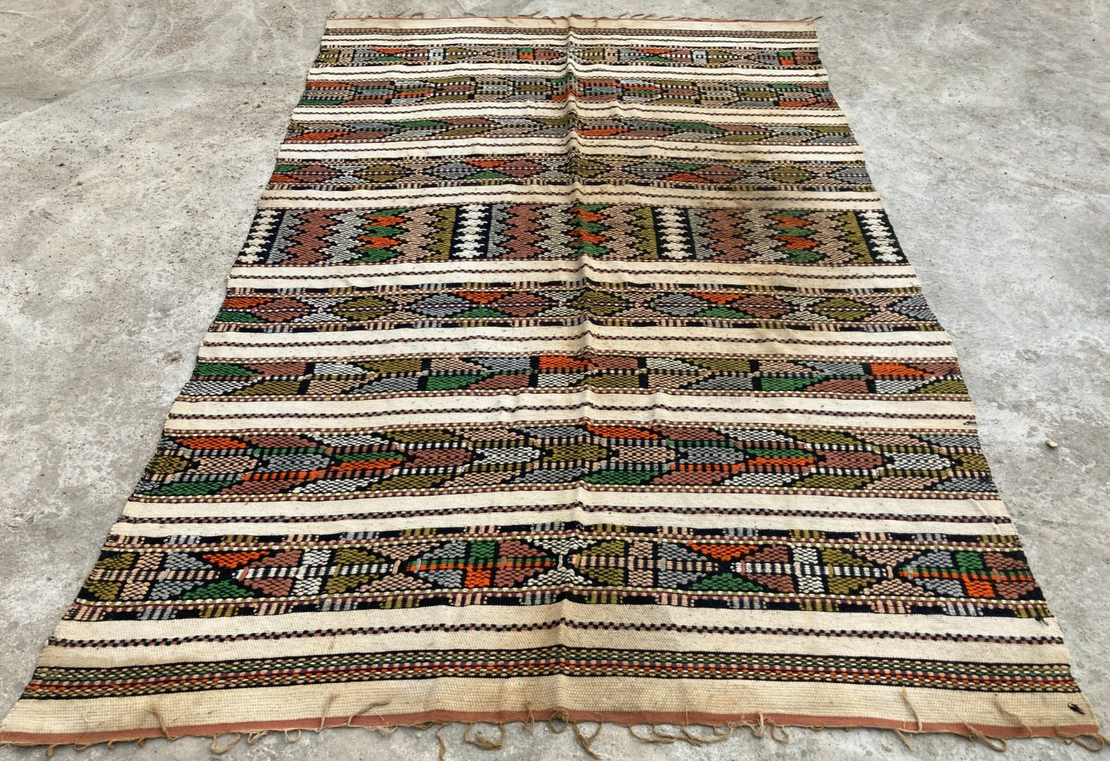 Vintage Handmade Turkish Anatolian Striped Wool Kilim Rug 285x178 cm gallery