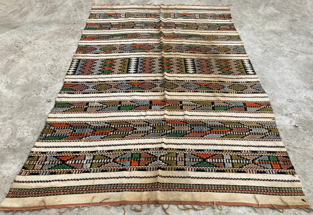 Vintage Handmade Turkish Anatolian Striped Wool Kilim Rug 285x178 cm