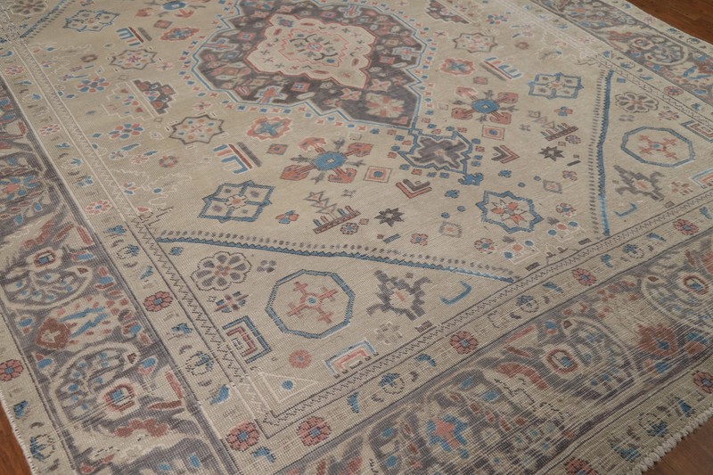 Geometric Wool Tebriz Vintage Rug 8x11 Traditional Hand-made Living Room Carpet gallery