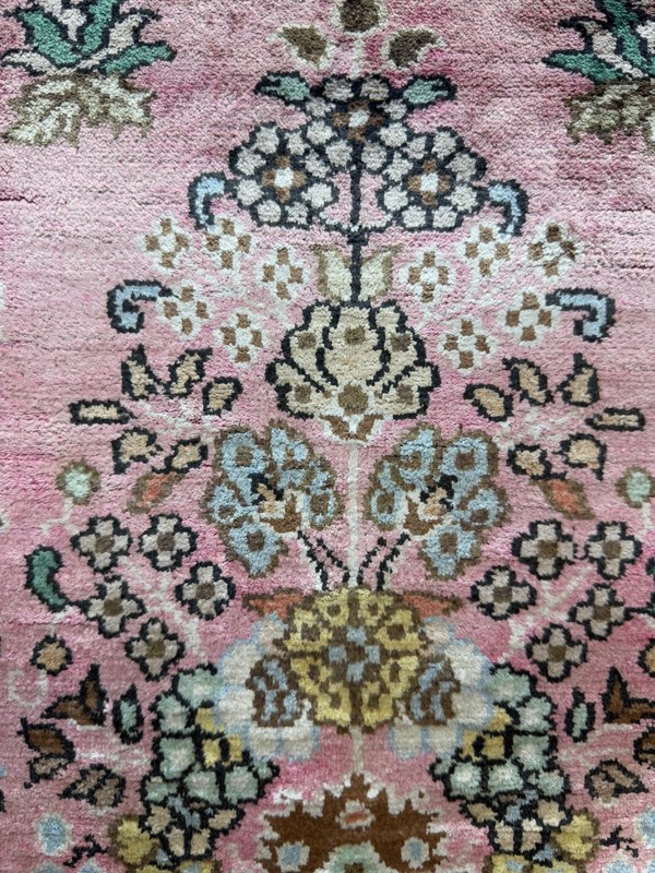 Vintage Fabulous Hand Knotted Kashmiri Silk Prayer Design Rug 150x92 Cm gallery