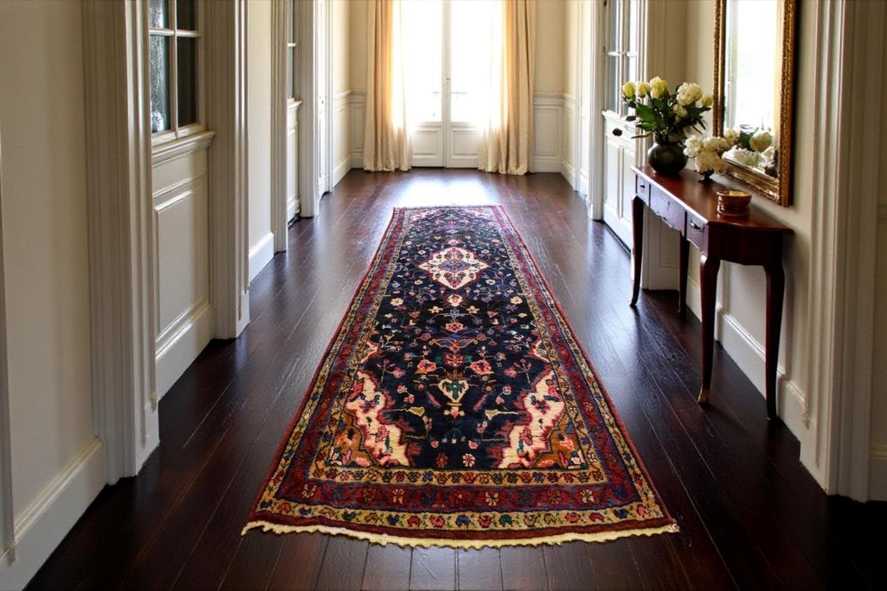 Vintage Carpet. Semi-Antique Handmade Oriental Wool Runner Vase Rug 3'5 x 9'4 gallery