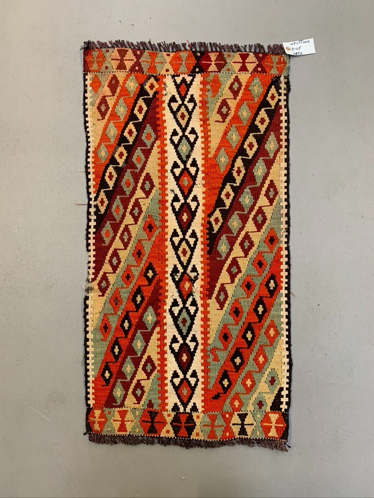 Vintage Turkish Mini Kilim 107x55 cm Wool Small Kelim Runner, shabby Chic gallery