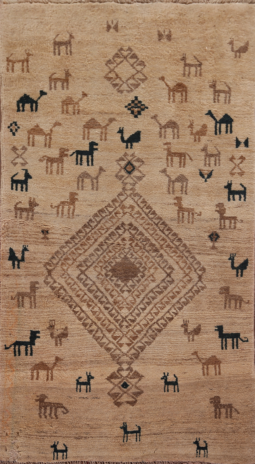Little Animal Design Tribal Wool Gabbeh Light Brown Handmade Rug Area Carpet 4x7 gallery