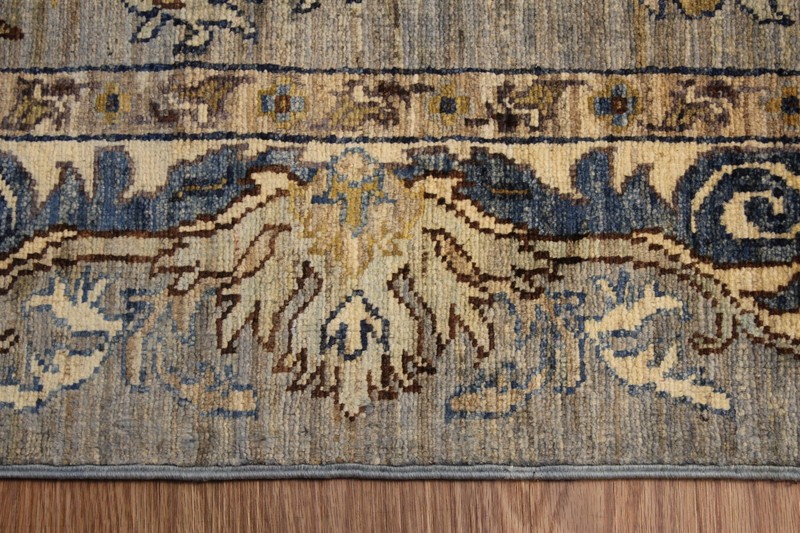 19 FT. Fine Quality Handmade Hall Runner gray, blue, green, beige, steal blue gallery