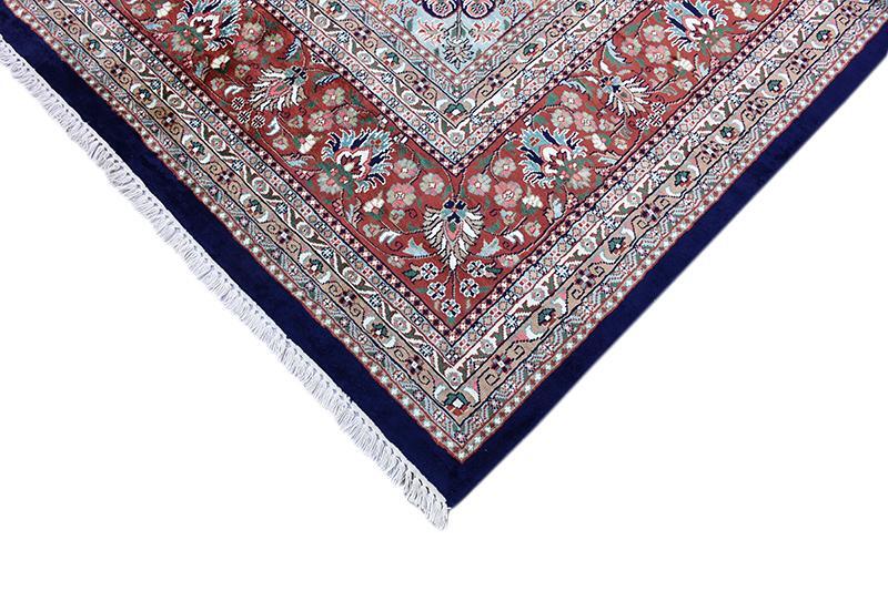 Silk Medallion Fine Silk Luxury Turkish 9' 2" x 12' 2" Blue Hand Knotted Rug gallery