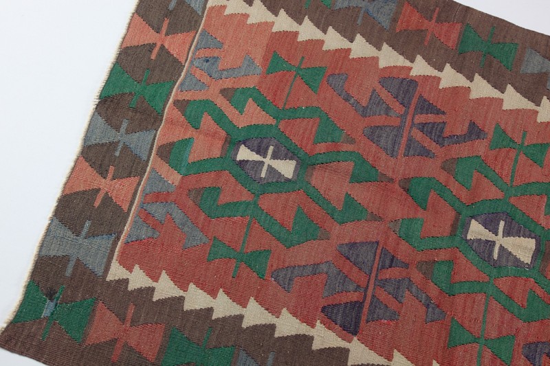 Vintage Flatweave Turkish Kilim – Handwoven Bohemian Rug, Decorative Area Kilim gallery