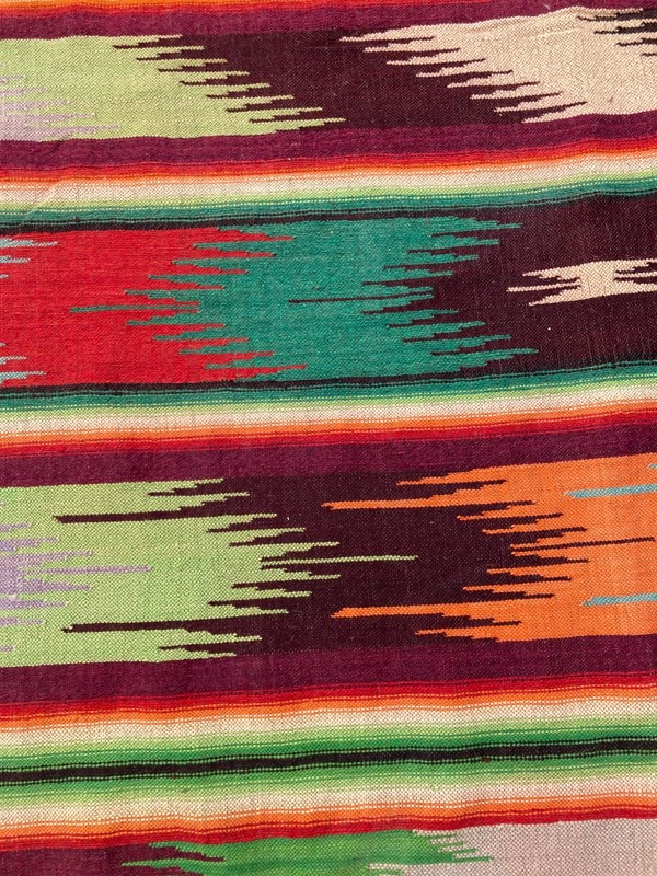Vintage Handmade Traditional Chimayo Sarape Kilim Floor Rug Carpet 190x141 cm gallery