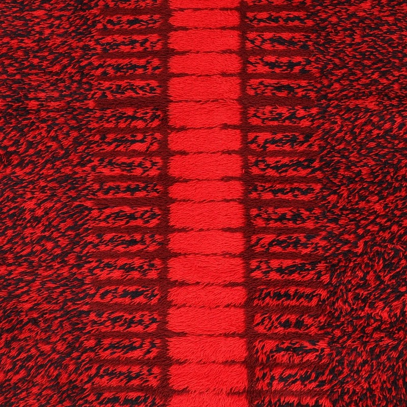 1970s Large Scandi Rug - Medium-pile - red abstract - 180cm x 141cm gallery