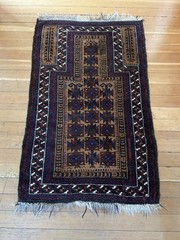 Balouch Vintage Wool Handmade Rug, Approximate Dimensions 2 1/2′ x 4 1/2′