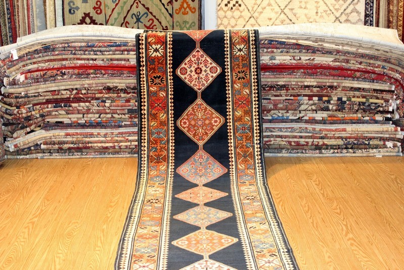 Vintage CAUCASIAN Kazak Qarabagh from Rug Early 1900 Karabakh Rugs 3'6" X 15' gallery