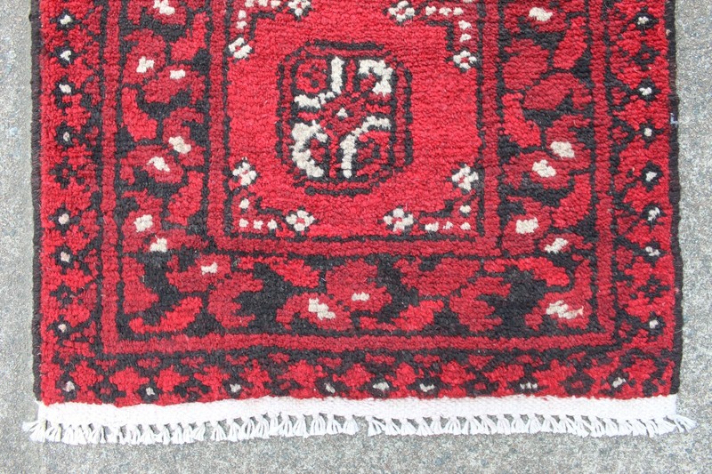 Vintage Hand Made Traditional Rug Oriental Wool Red Small Rug 63x48cm gallery