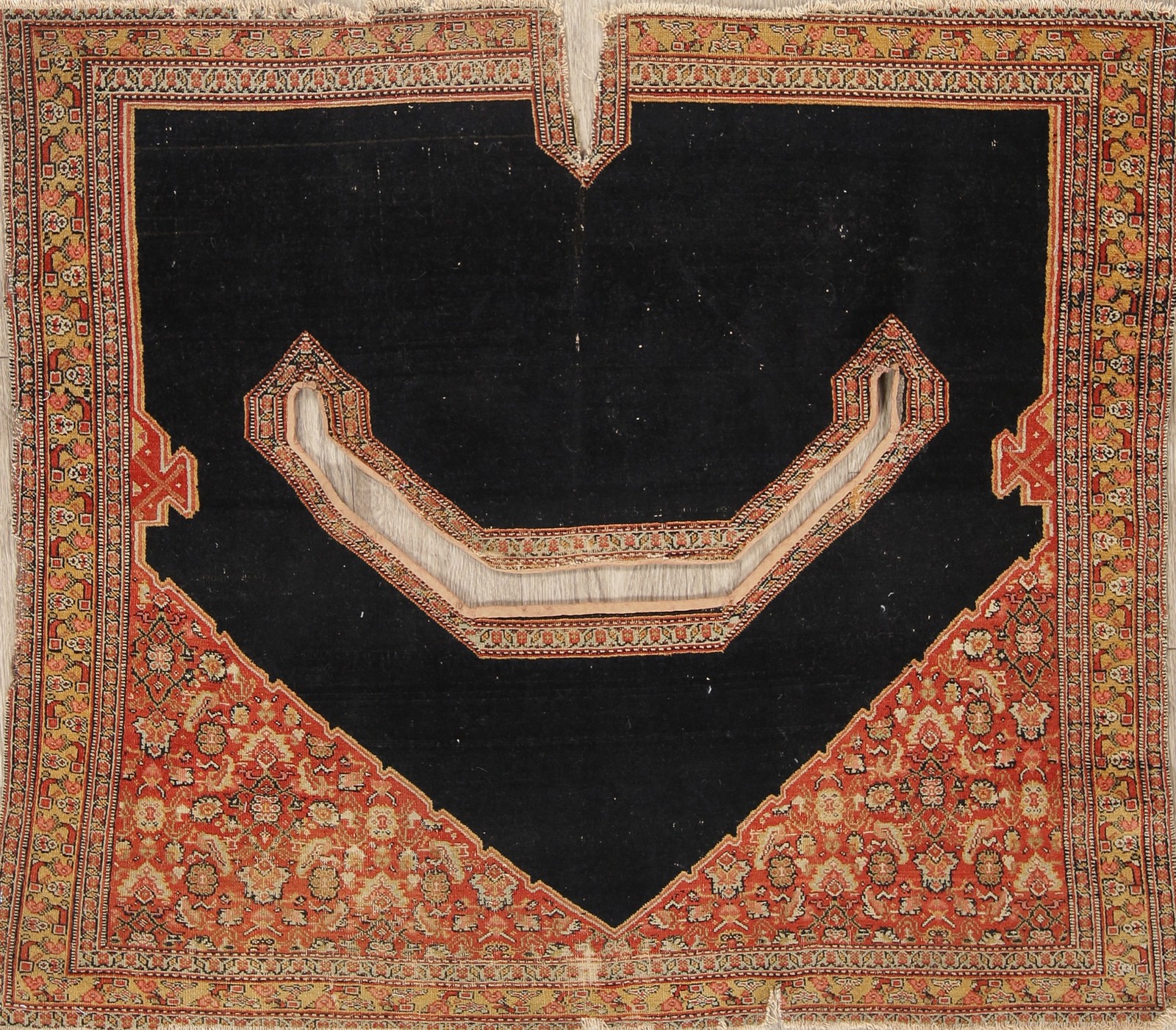 Pre-1900 Vegetable Dye Hand-Knotted Antique Rug 3x4 Navy Blue Wool Accent Carpet gallery