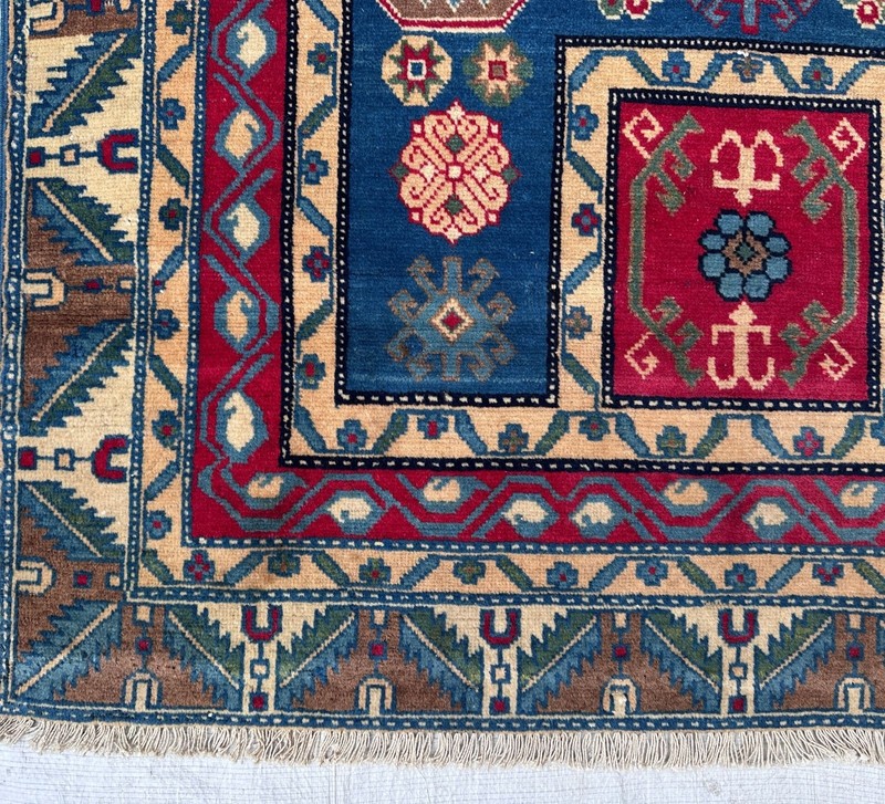 Antique Kazak Rug 4x5 Anatolian Hand-Made Tribal Geometric Area Rug 3.8x5.5 Ft gallery