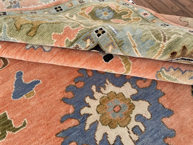 Muted Orange Oushak Rugs 10x14 ft Hand Knotted Woolen Turkish Floral Area Rug gallery