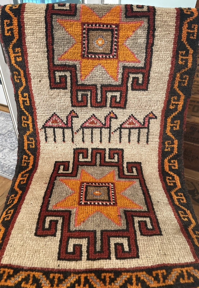 **TURKISH KILIM? RUG** VTG Handwoven Tribal Accent Rug (36”x19”)