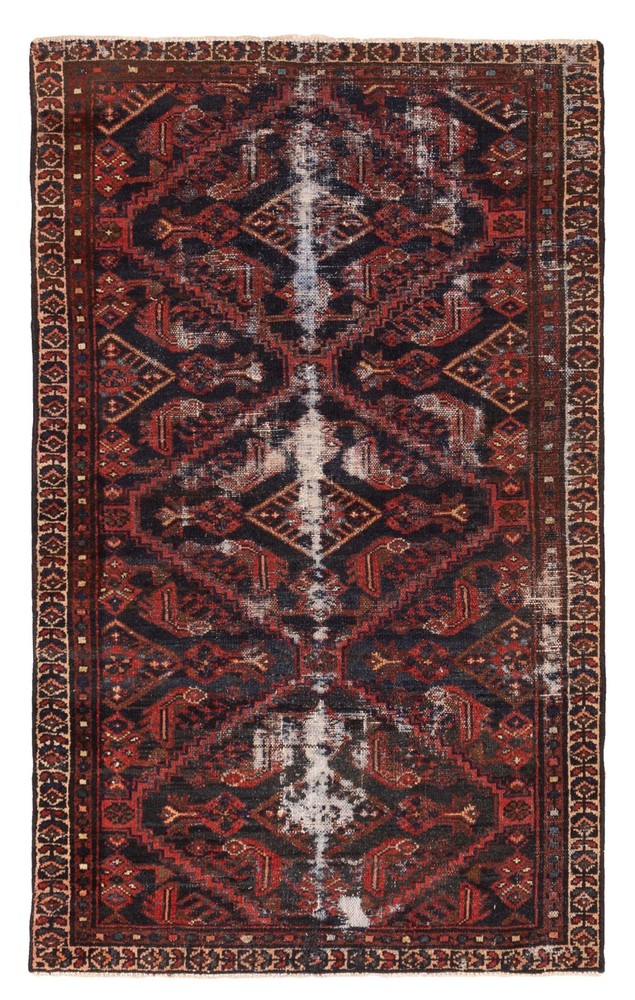 Vintage Hand-Knotted Area Rug 3'7" x 6'0" Traditional Wool Carpet