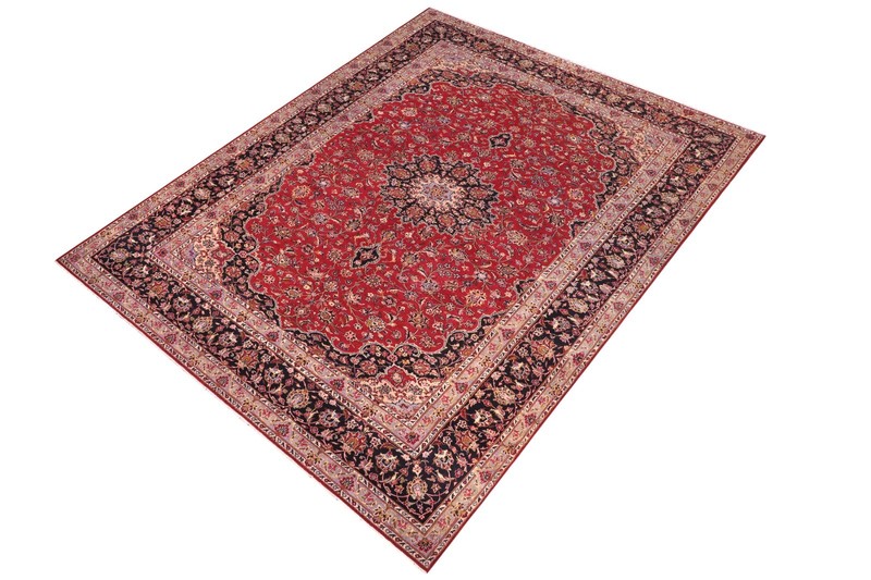 Vintage Red Wool Rug 10x14 Large Area Carpet 1960s Traditional gallery
