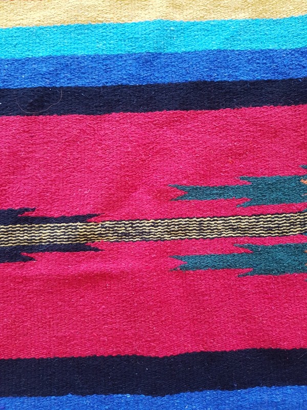 Vintage Handmade Traditional Mexico Striped Kilim Floor Rug Carpet 195x143 cm gallery
