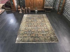 4.5×7.1 Large Vintage Brown Turkish Oushak Rug