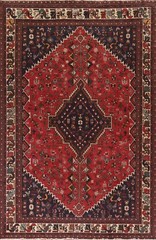 Vintage Rug 7×10 ft. Traditional Red/ Ivory Handmade Wool Living Room Carpet