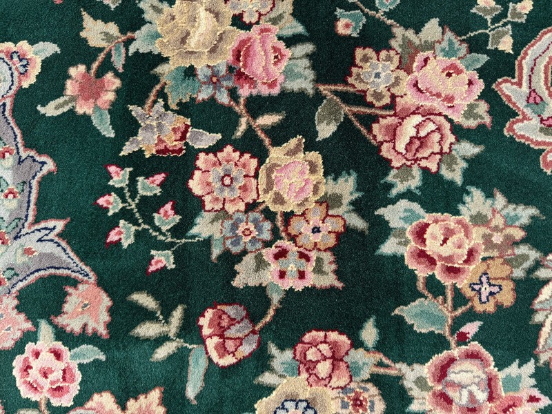 8x10 GREEN CHINESE VINTAGE RUG oriental pink big handmade antique fine wool silk gallery