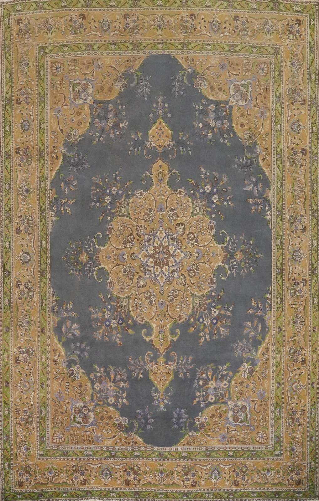 Vintage Gray Area Rug 9x13 Traditional Handmade Wool Floral Living Room Carpet gallery