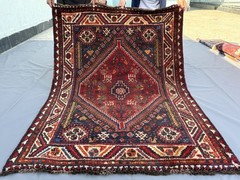 1940s Antique Caucasian Kazak Rug 4×5 Hand Knotted Persian Style Tribal Carpet