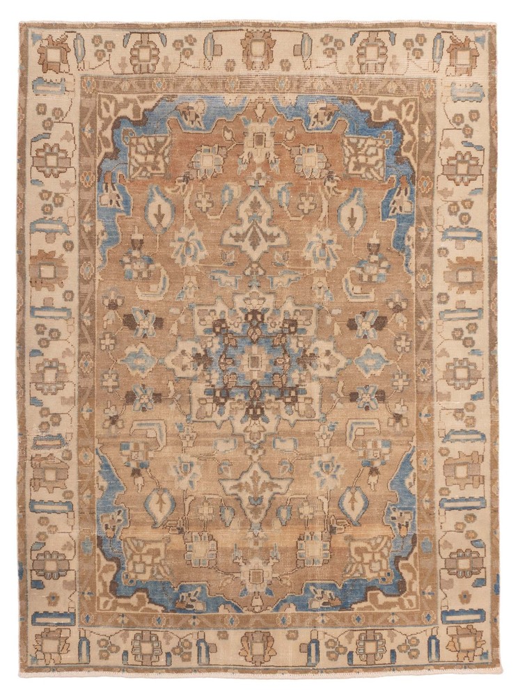 Vintage Hand-Knotted Area Rug 4'8" x 6'3" Traditional Oriental Wool Carpet