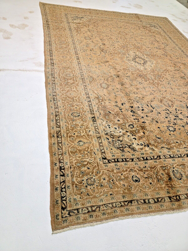 Antique Oriental Hand-Knotted Wool Area Rug Beige/Light Brown 9'4" x 12'11" gallery