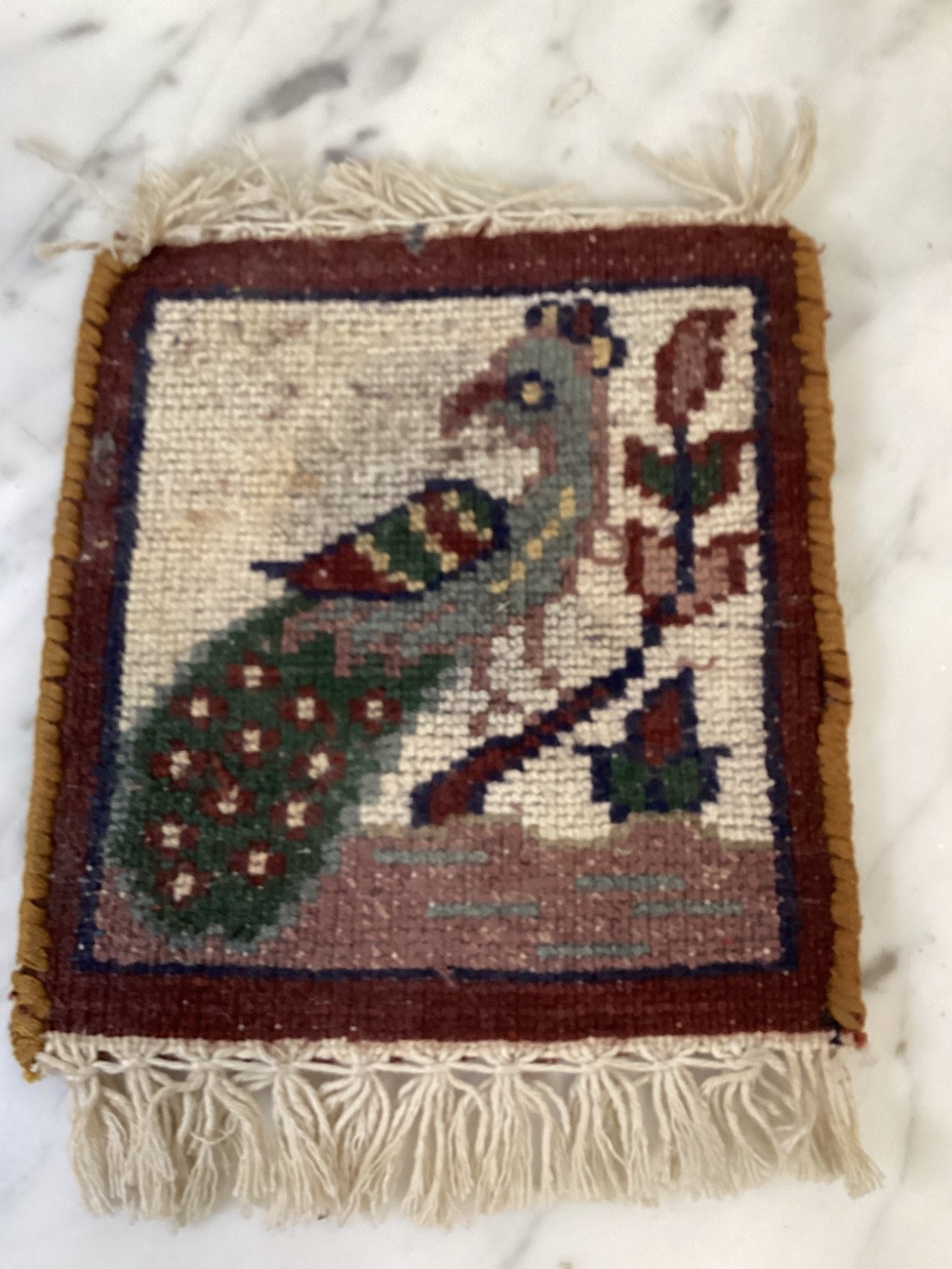 Vintage Ruglet Silk Blend Peacock Middle Eastern gallery