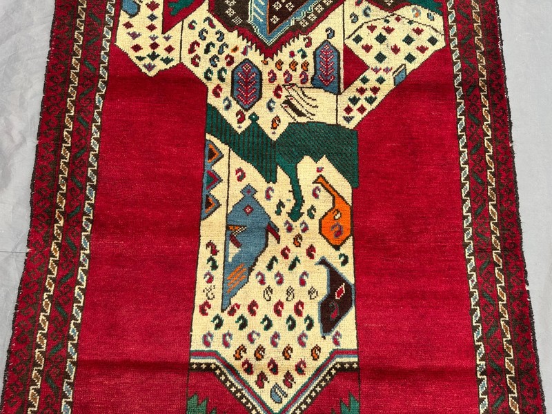 3x5 Afghan Pictorial Baluchi Queen Hand-Knotted Rug – Unique Wall Hanging Rug gallery