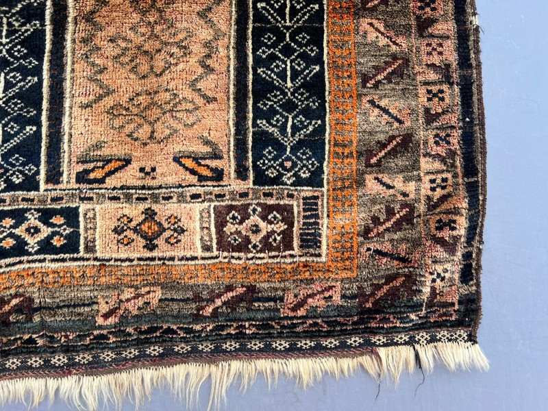 2'6x4 ft Tribal Prayer Mihrab Geometric Handknotted Wool Vintage Rug gallery