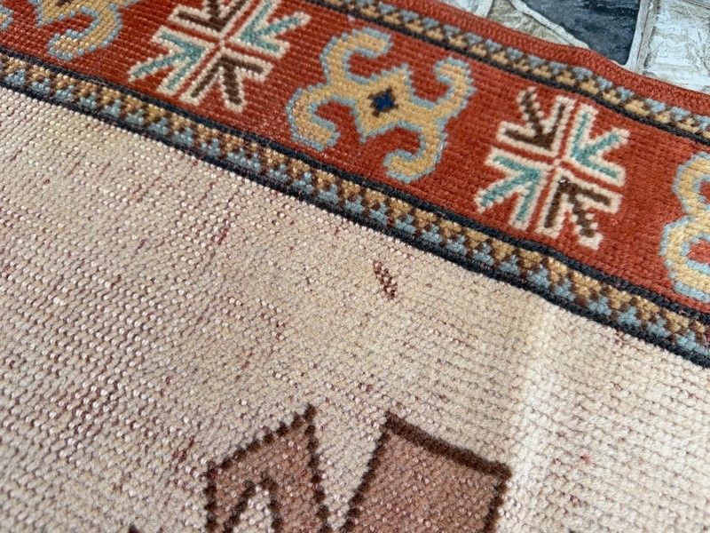 Small Distressed Kurdish Rug | Vintage Handwoven Tribal Accent Boho Wool Rug 3x4 gallery