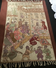 VTG. Silk Hand-Knotted Tapestry Rug Intricate Regal Multicolor Design 63”x 36”