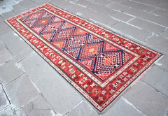 Antique Caucasian Rug 44” x 115” Collector’s ltem Quba Runner Organic Wool Rug