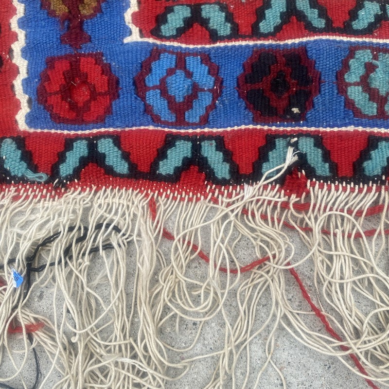 Vintage Kurdish Kilim Hand Woven Wool Rug 42”x 61” gallery