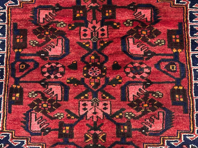 Hand Knotted Wool Area Rug 5x7 Zanjan Navy Blue Red Tribal Geometric Oriental gallery