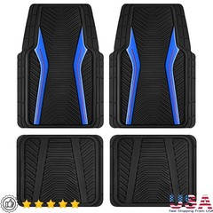 Universal Rubber Car Floor Mats All Weather Protection Nonslip Carbon Fiber 4pc