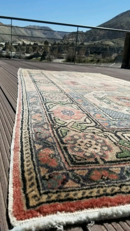 Beautiful Vintage 1950-1960sNatural Dye Wool Pile Rug from Cappadocia 3’x 6’2” gallery