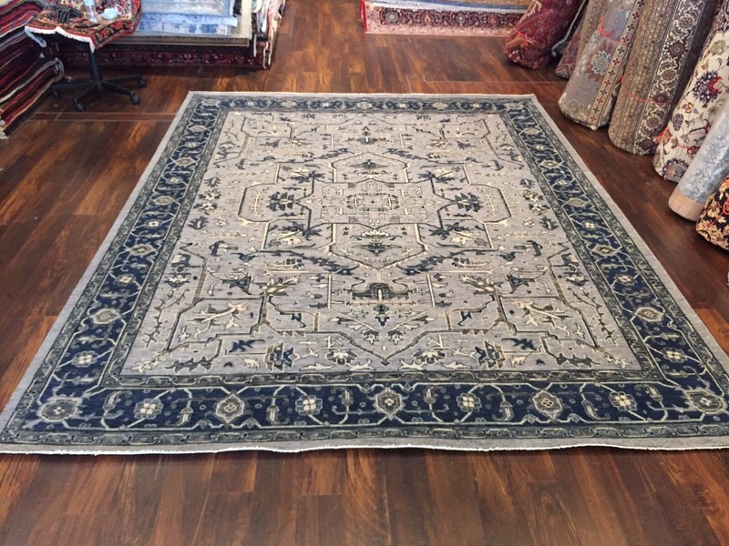 Genuine Hand Knotted Indo Oushak Heriz Geometric Area Rug Carpet 8’2”x10’6’’,49 gallery