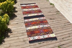 Turkish Rug 2’x7′ Oriental Cicim Runner Striped Kilim Corridor Kitchen 80x220cm
