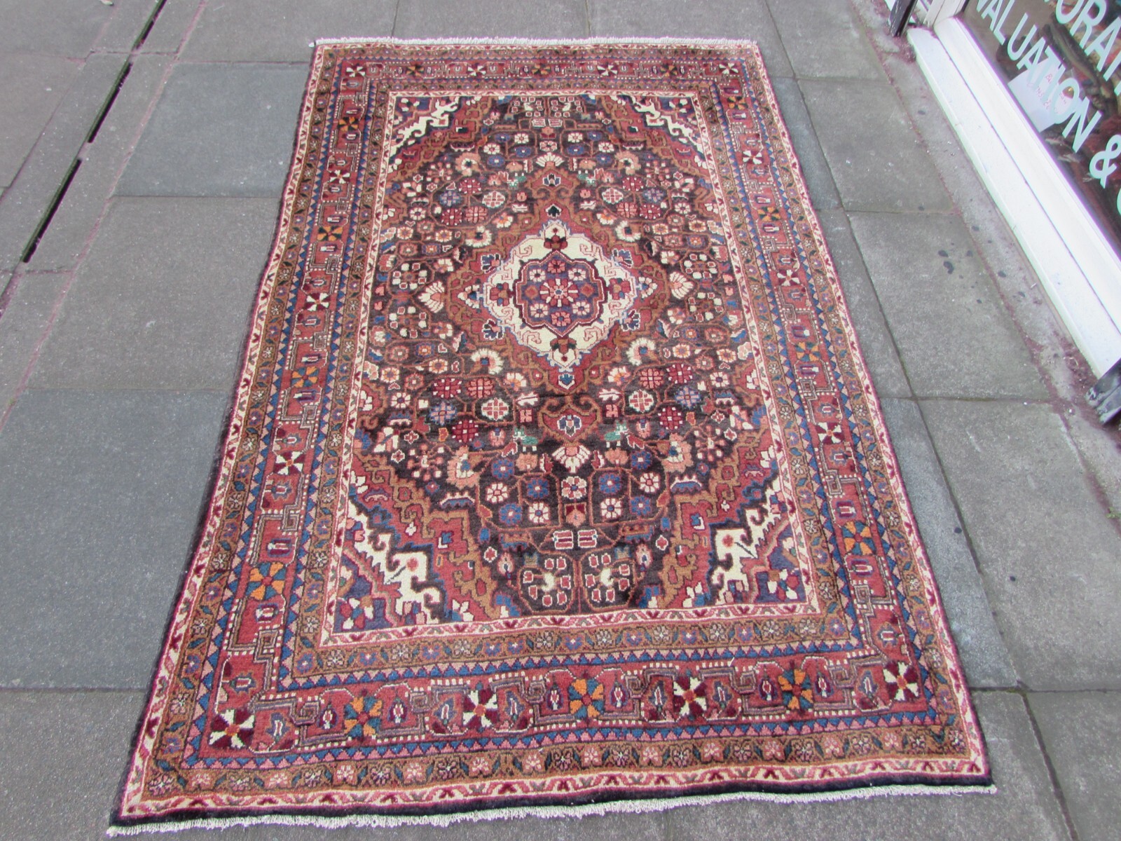 Fine Vintage Hand Made Traditional Oriental Wool Faded Blue Grey Rug 212x133cm gallery