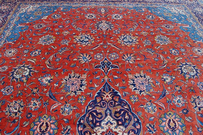 NATURAL WOOL Old Oriental Rugs Hand Woven,knotted size Approximately13' x 17'4" gallery