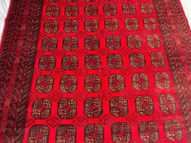 8 x 11 Turkoman Rug – Afghan Elephant Foot Wool Tribal Carpet, Geometric pattern gallery