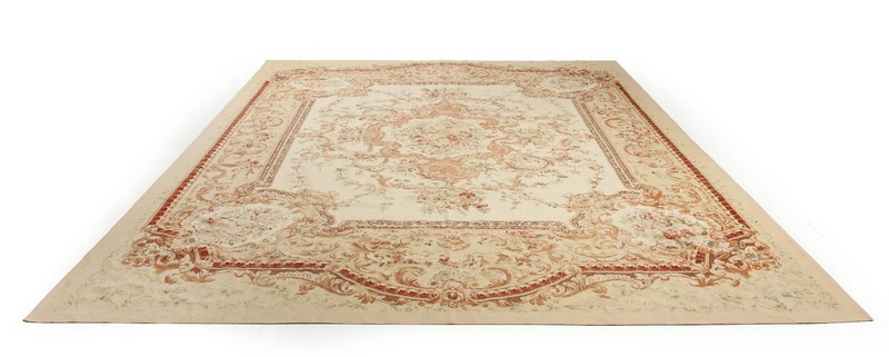 Flowers and Garlands French Aubusson Rug 19th Century, 1920's, France gallery
