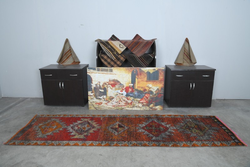 3x9 runner rug handmade vintage turkish rug runner oushak oriental carpet,300 gallery
