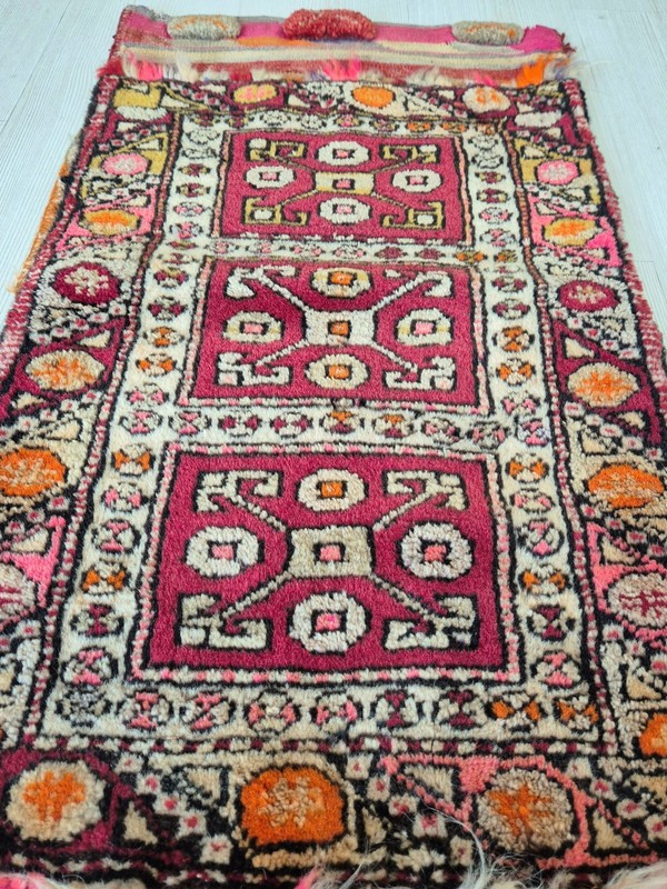 Antique Rug Pillow, Hand Woven Small Carpet, Wool Rug, Anatolian Carpet,Handmade gallery