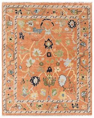 Traditional Oriental Rug with Geometric Border 8×10 ft