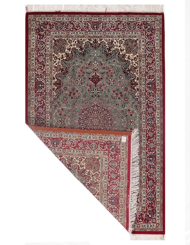 Light Green Authentic Silk & wool rug 5' X 8' gallery