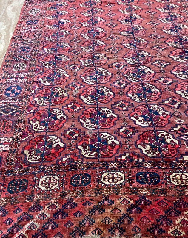 Antique Tekke Turkoman Carpet, AS IS, 7' x 9'7" #14632 gallery